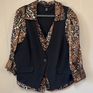Courtenay Leopard Print and Black Vest Top